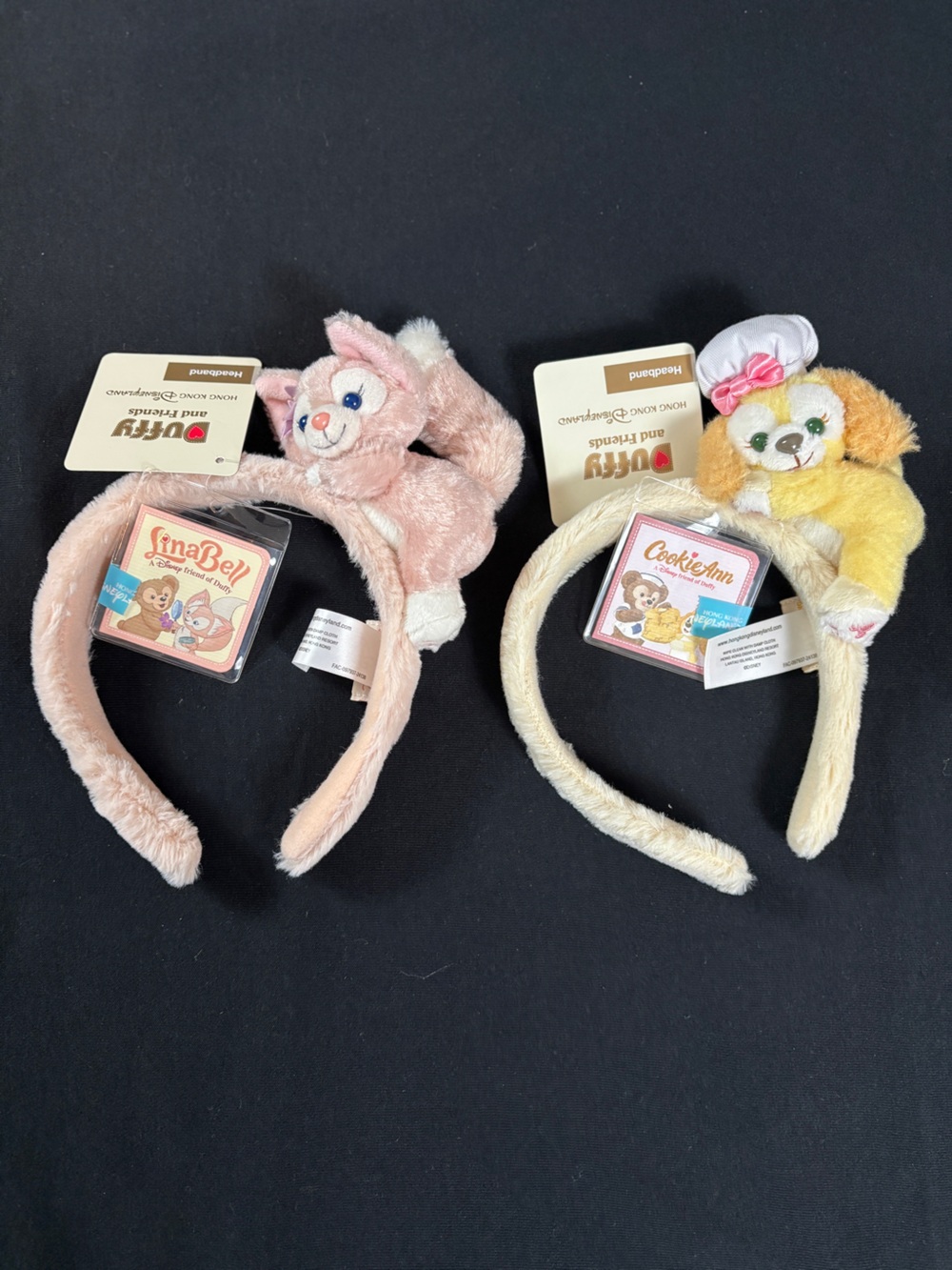 NWT Hong Kong Disneyland Duffy and Friends LinaBell & CookieAnn Plush Headbands